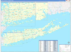Nassau-Suffolk Metro Area Wall Map Basic Style 2024